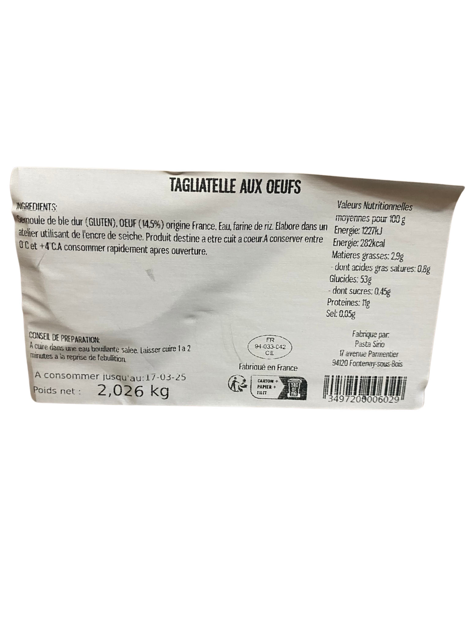 TAGLIOLINI AUX OEUFS